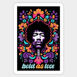 tshirt mug, sticker, print,  Jimi Hendrix song floral style "Bold as Love" Sticker